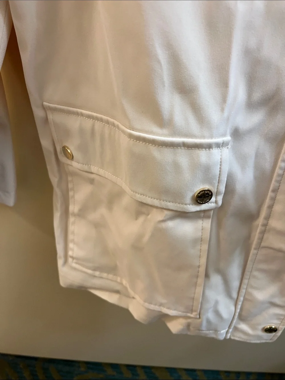 NWT Kate Spade cashew milk zip front patch pocket trench removable hood size M